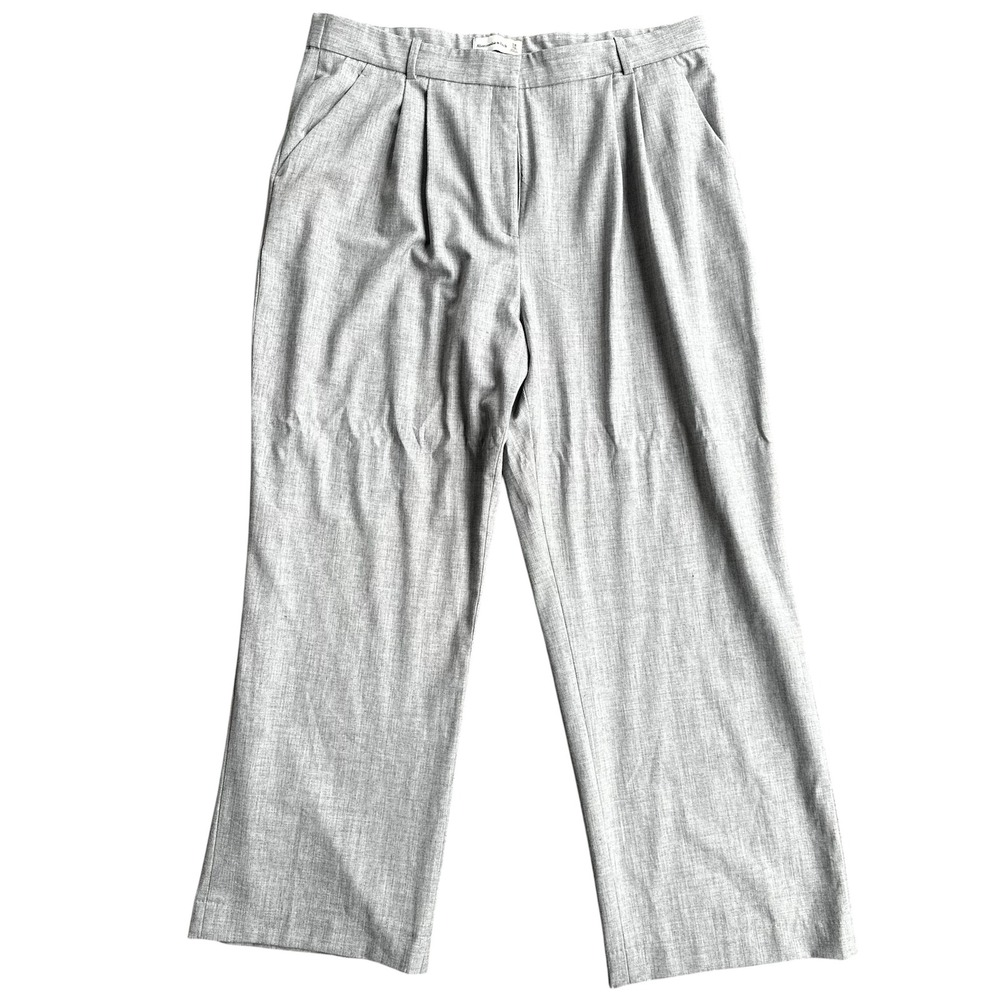 Abercrombie & Fitch Dress Pants Sloane Light Grey High Wide Leg Pleated 34
